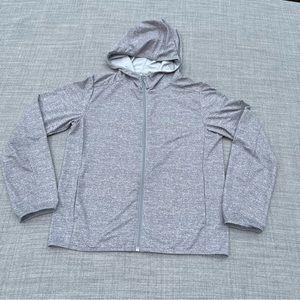 Uniqlo Youth Unisex Light Grey Full Zip Long Sleeve Hoodie Jacket Size 9-10Y